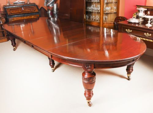 Antique 16ft Victorian Flame Mahogany Extending Dining Table 19th C
