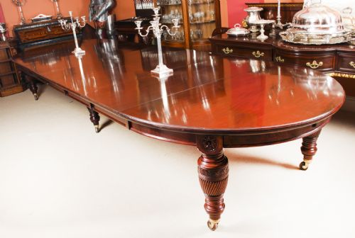 fig 1. Antique 16ft Victorian Flame Mahogany Extending Dining Table 19th C
