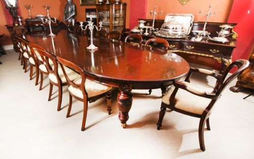 fig 2. Antique 16ft Victorian Flame Mahogany Extending Dining Table 19th C
