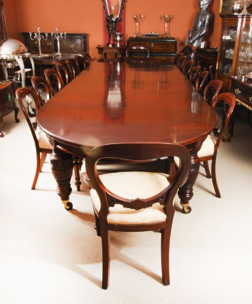 fig 3. Antique 16ft Victorian Flame Mahogany Extending Dining Table 19th C
