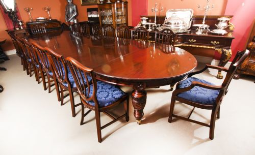 fig 4. Antique 16ft Victorian Flame Mahogany Extending Dining Table 19th C
