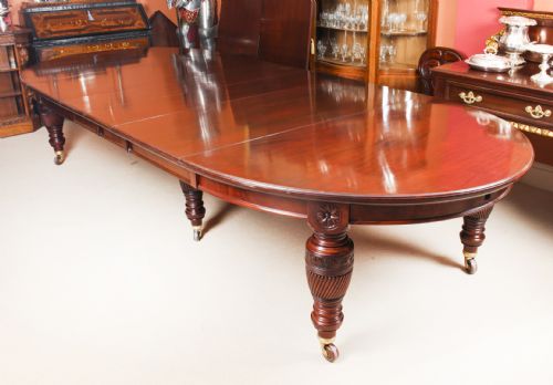 fig 6. Antique 16ft Victorian Flame Mahogany Extending Dining Table 19th C
