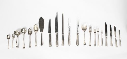 fig 4. Antique 12x Canteen Silver Plated Cutlery 169 piece Set Grecian Pattern C1930
