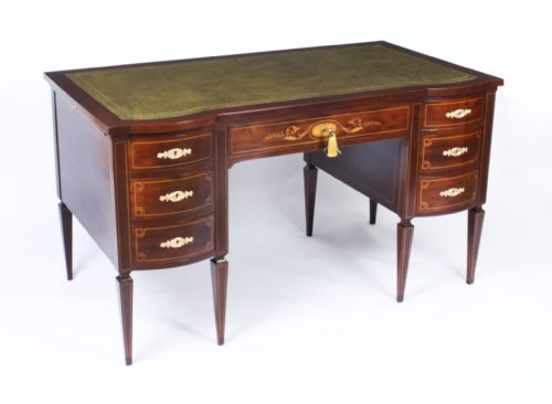 Antique Edwardian Marquetry Inlaid Writing Desk C.1890 19th C
