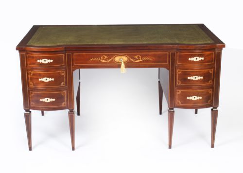 fig 1. Antique Edwardian Marquetry Inlaid Writing Desk c.1890 19th C
