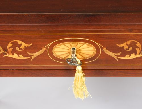 fig 3. Antique Edwardian Marquetry Inlaid Writing Desk c.1890 19th C
