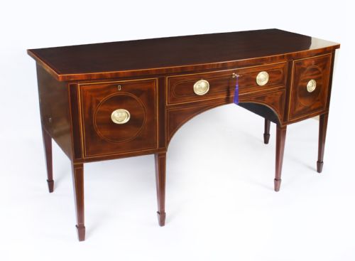 Antique George III Scottish Mahogany and Line Inlaid Bowfront Sideboard 18th C
