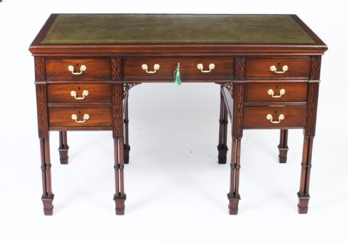 fig 1. Antique Chinese Chippendale Writing Desk by Edwards & Roberts 19th C
