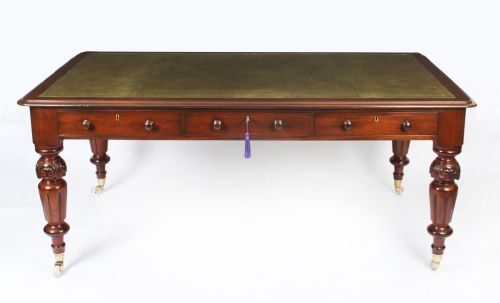 Antique 6ft Victorian 6 Drawer Partners Writing Table C1850 19th C
