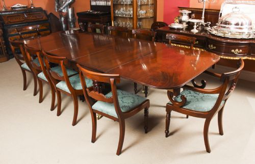 fig 2. Antique 10ft Regency Flame Mahogany Extending Dining Table C1820 19th C
