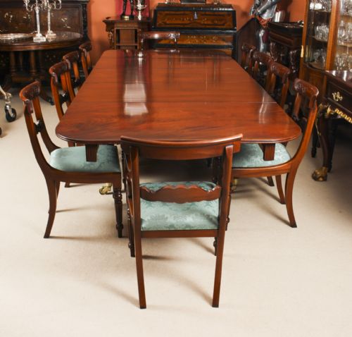 fig 3. Antique 10ft Regency Flame Mahogany Extending Dining Table C1820 19th C
