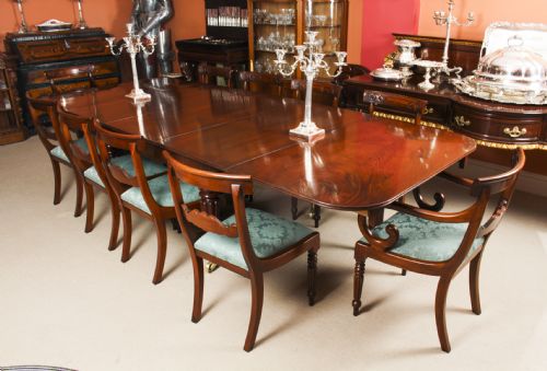 fig 4. Antique 10ft Regency Flame Mahogany Extending Dining Table C1820 19th C

