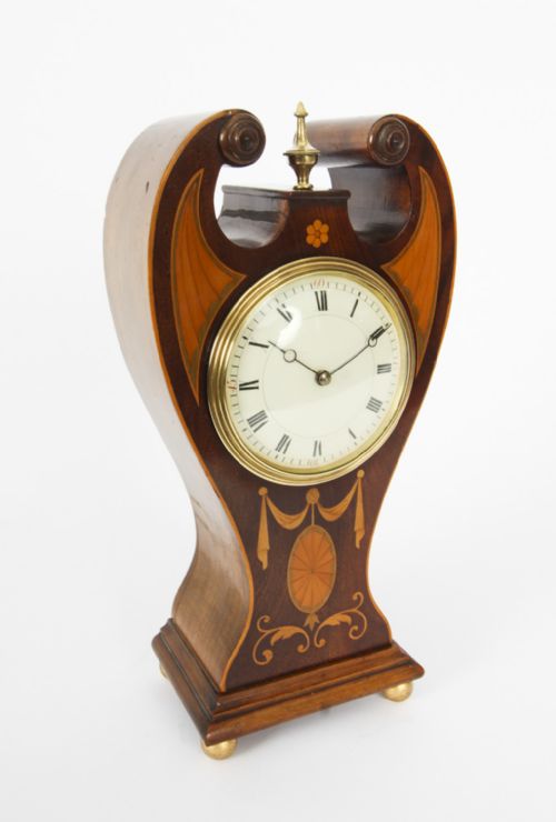 Antique Edwardian Conch Shell Inlaid Mantle Clock C.1900
