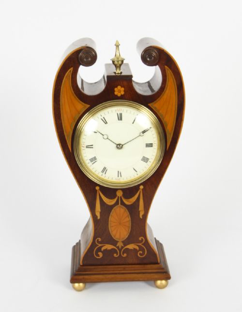 fig 1. Antique Edwardian Conch Shell Inlaid Mantle Clock c.1900
