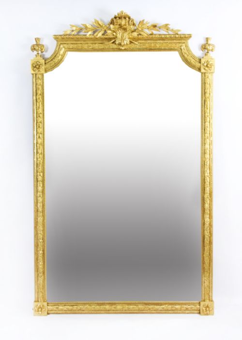 Antique Large French Giltwood Wall Mirror C.1860 - 204x125cm 19th C

