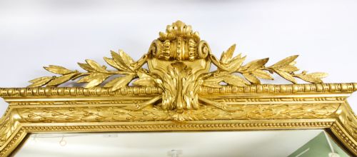 fig 1. Antique Large French Giltwood Wall Mirror c.1860 - 204x125cm 19th C
