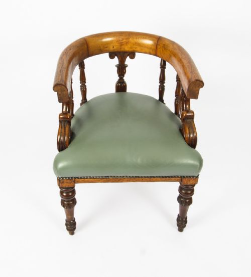 fig 1. Antique Victorian Pair Mahogany Library Armchairs c.1860 19th C
