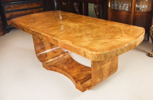 fig 2. Antique Art Deco Burr Walnut Dining Table & 6 Cloud Back Chairs C1920
