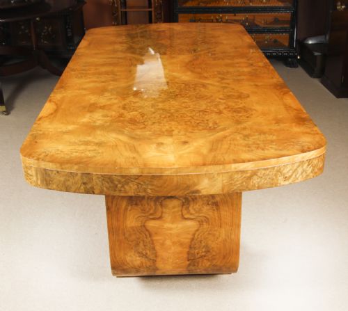 fig 5. Antique Art Deco Burr Walnut Dining Table & 6 Cloud Back Chairs C1920
