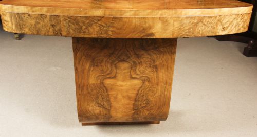 fig 6. Antique Art Deco Burr Walnut Dining Table & 6 Cloud Back Chairs C1920
