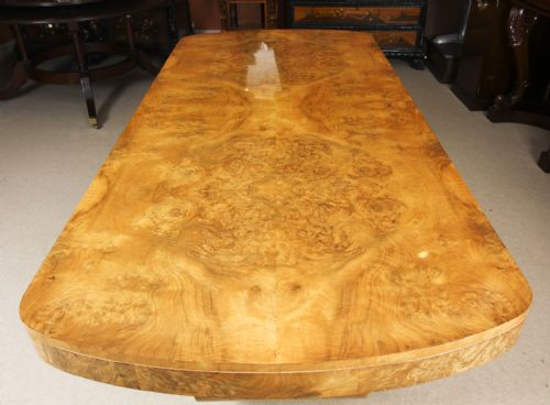 fig 7. Antique Art Deco Burr Walnut Dining Table & 6 Cloud Back Chairs C1920
