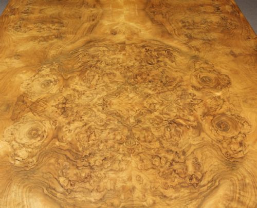 fig 8. Antique Art Deco Burr Walnut Dining Table & 6 Cloud Back Chairs C1920
