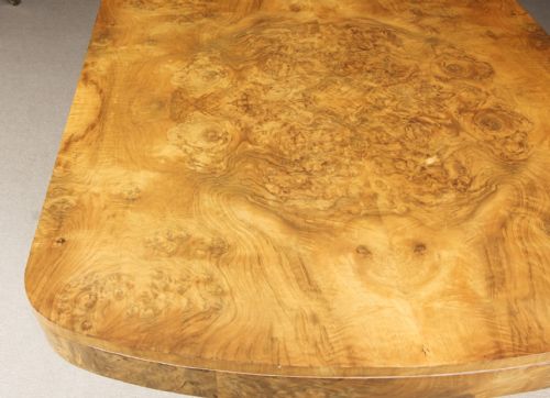 fig 9. Antique Art Deco Burr Walnut Dining Table & 6 Cloud Back Chairs C1920
