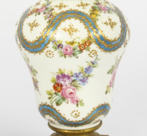 fig 3. Antique Pair French Ormolu Mounted Sevres Lidded Vases Mid 19th C
