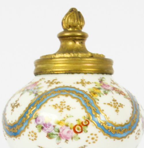 fig 5. Antique Pair French Ormolu Mounted Sevres Lidded Vases Mid 19th C
