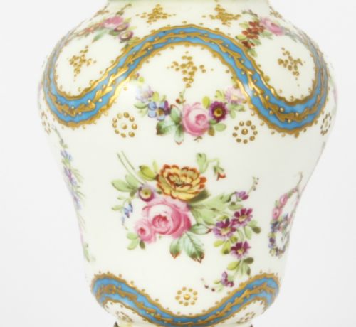 fig 6. Antique Pair French Ormolu Mounted Sevres Lidded Vases Mid 19th C
