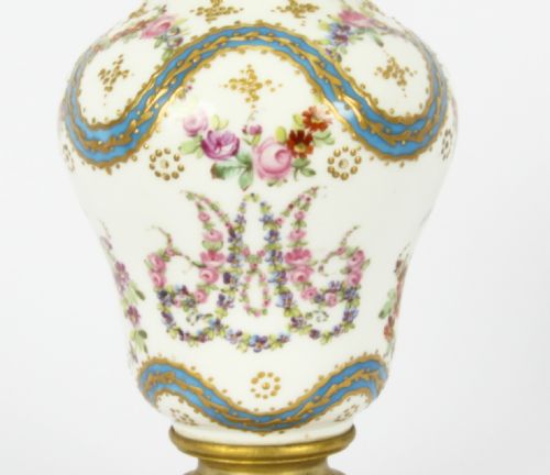 fig 7. Antique Pair French Ormolu Mounted Sevres Lidded Vases Mid 19th C
