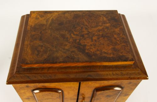 fig 2. Antique Victorian Burr Walnut Table Top Jewellery Collectors Cabinet C1880