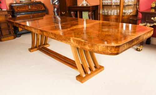 Antique Art Deco 10ft Dining Table Burr Walnut C.1920 20th C
