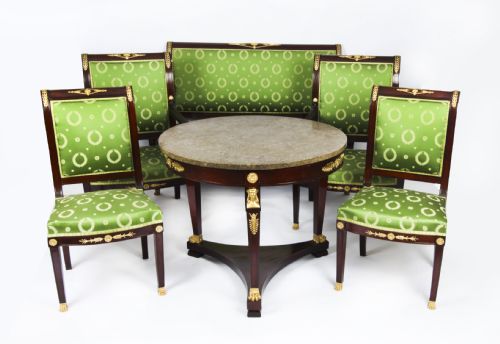 Antique French Empire Ormolu Mounted Six Piece Salon Suite 19th C
