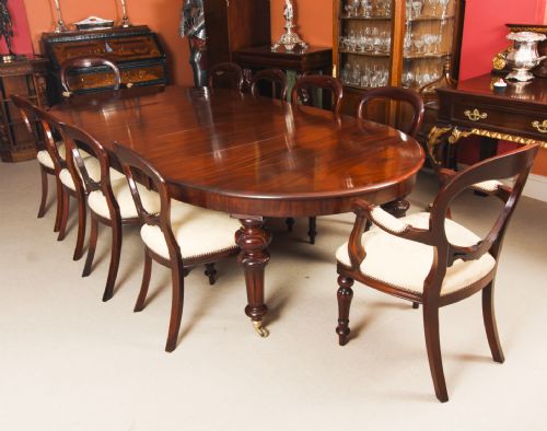 fig 1. Antique 10ft Victorian Oval Flame Mahogany Extending Dining Table 19thC