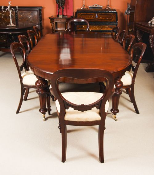 fig 2. Antique 10ft Victorian Oval Flame Mahogany Extending Dining Table 19thC