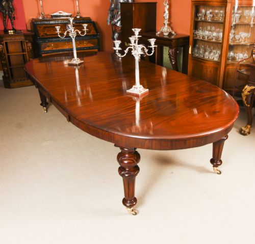 fig 4. Antique 10ft Victorian Oval Flame Mahogany Extending Dining Table 19thC