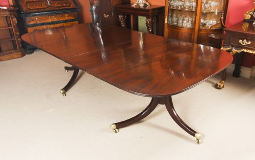 Antique 8ft6" Regency Twin Pillar Mahogany Dining Table C1820 19th C
