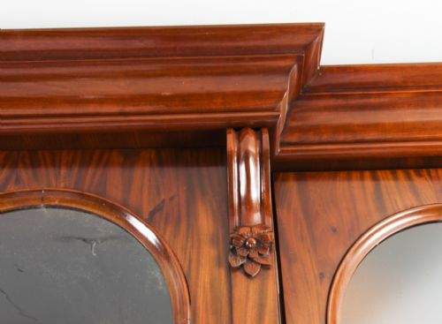 fig 2. Antique English Flame Mahogany Library Breakfront Bookcase 19th C