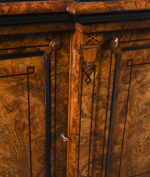 fig 3. Antique Victorian 10ft Four Door Burr Walnut Library Bookcase 19th Century