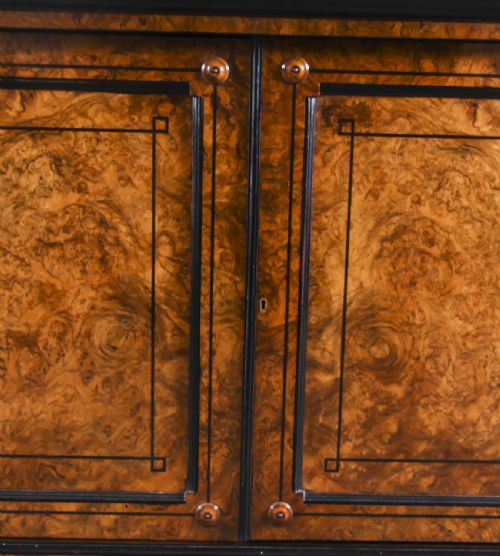 fig 5. Antique Victorian 10ft Four Door Burr Walnut Library Bookcase 19th Century