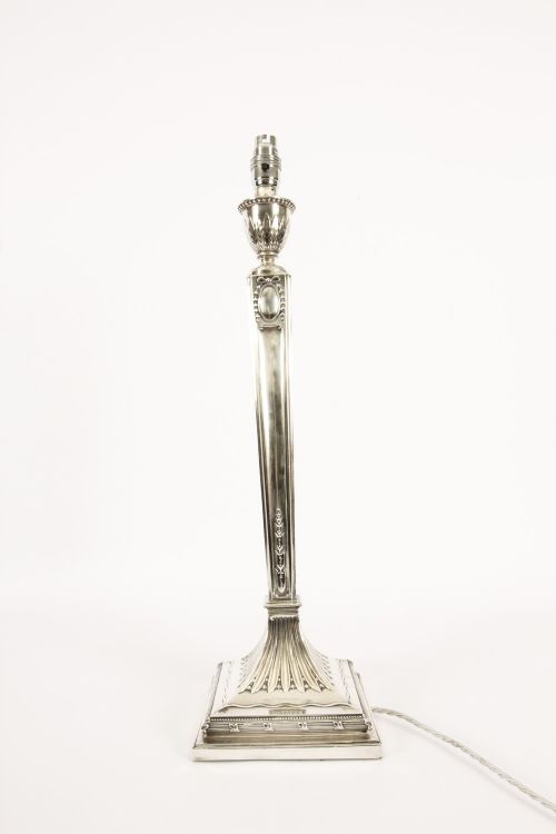 fig 2. Antique Victorian Sterling Silver Neo Classical Column Table Lamp 1900