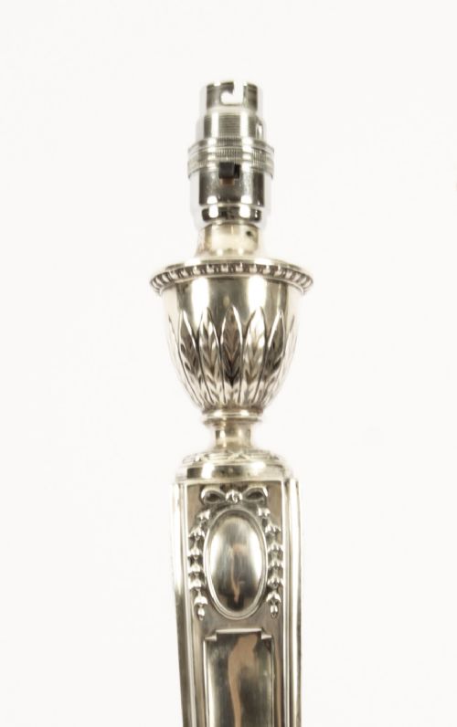 fig 4. Antique Victorian Sterling Silver Neo Classical Column Table Lamp 1900