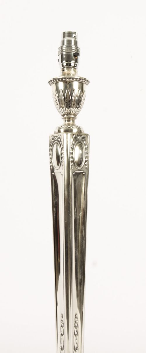 fig 5. Antique Victorian Sterling Silver Neo Classical Column Table Lamp 1900