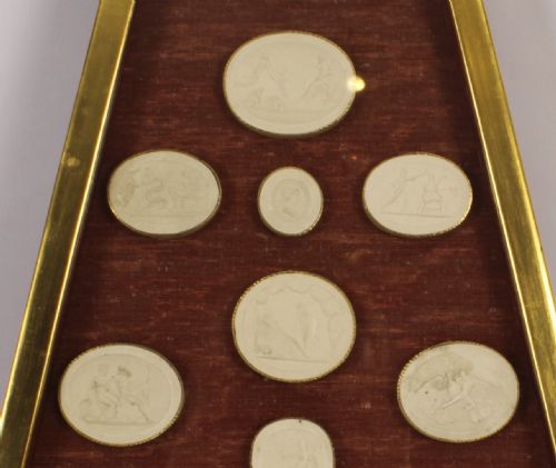 fig 4. Antique Pair of Triangular Framed Grand Tour Intaglios Early 19th Century