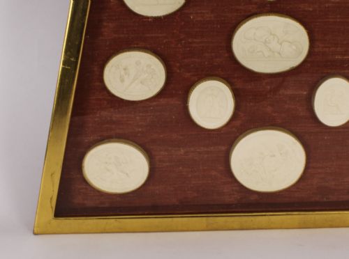 fig 5. Antique Pair of Triangular Framed Grand Tour Intaglios Early 19th Century