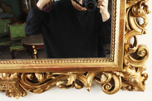 fig 1. Antique Italian Giltwood Florentine Mirror 19th Century 81x98cm