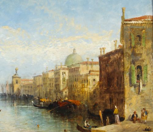 fig 4. Antique Oil Painting Venetian On The Grand Canal J.Vivian 19th C