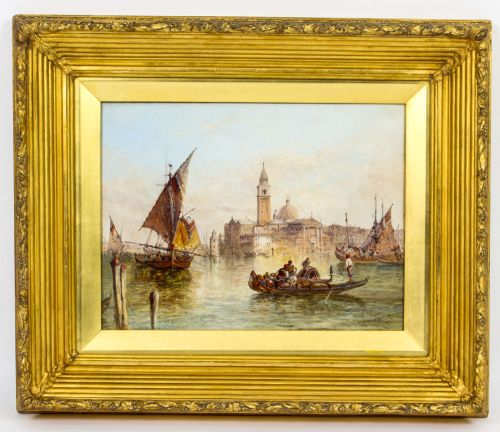 Antique Oil Painting Grand Canal Venice Alfred Pollentine 19th C
