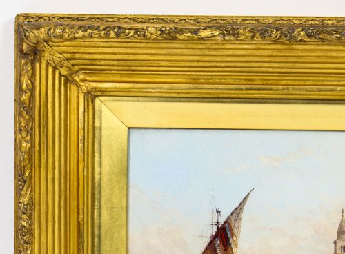 fig 3. Antique Oil Painting Grand Canal Venice Alfred Pollentine 19th C